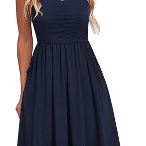 Elegant Navy Blue Sleeveless Dress